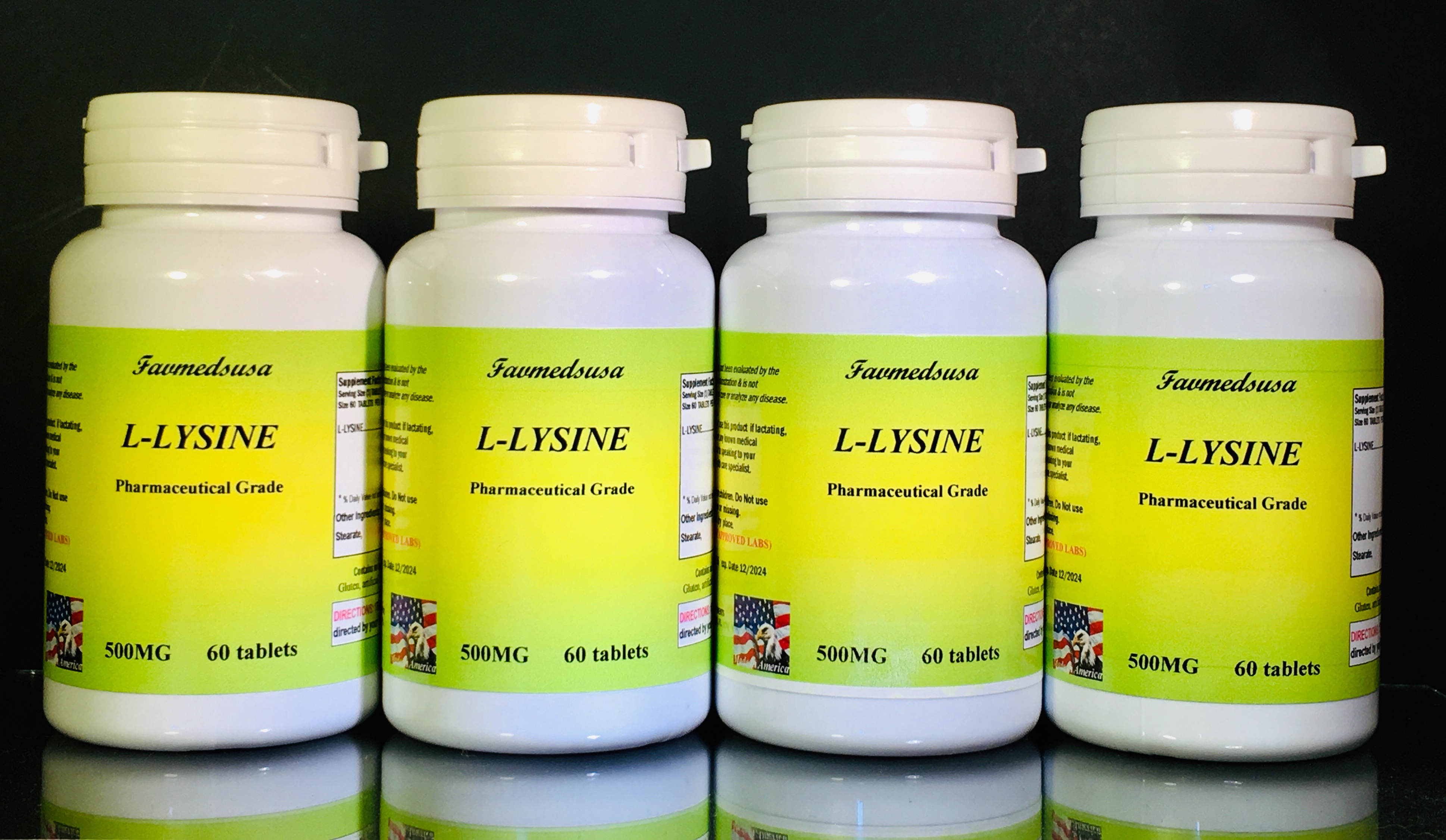 L-Lysine 500mg - 240 (4x60) Tablets